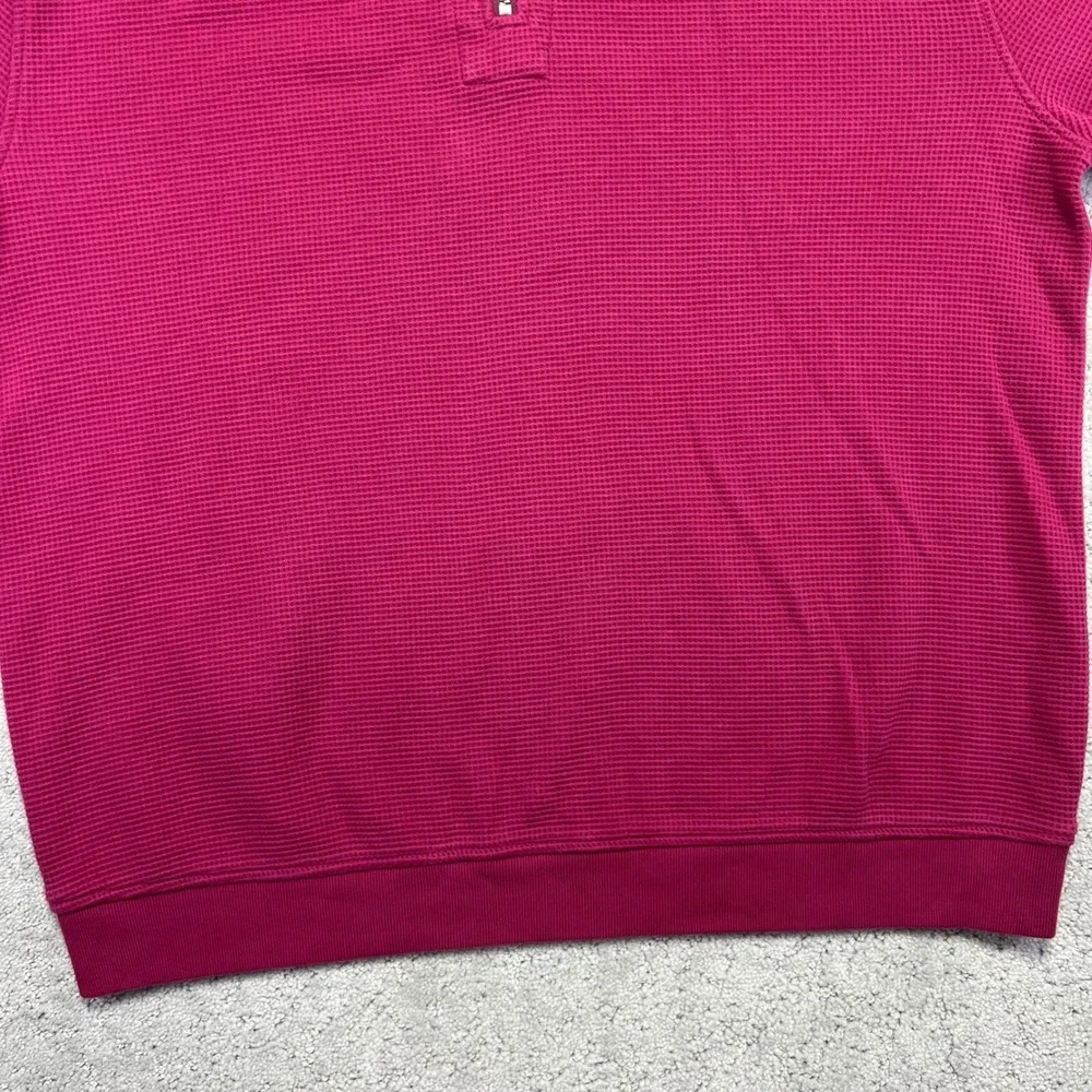 J.Crew Sweater Mens Large Pink Brushed Waffle Knit 1/4 Zip Pullover Oarsman Golf